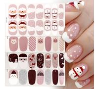 4 Fogli Smalto Adesivo Unghie Natalizie, Strisce Smalto Gel Adesive Unghie Natale, Gel Nail Stickers Rossi Natalizi Decorazione Unghie