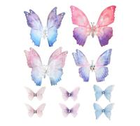 4 Forcine A Farfalla E 6 Forcine A Doppio Strato, Design Sfumato Glitter 3D, Set Di Accessori Per Capelli Per Ragazze, Copricapo Da Sposa, Accessori Per Vestire I Panini.