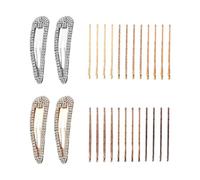 4 Forcine Con Strass E 24 Pezzi Di Clip Di Una Sola Parola, Accessori Per Capelli Solidi Per Frangia Rotta E Copricapo Decorato Da Indossare, Capelli Semplici E Versatili, Fermi E Non Feriti.
