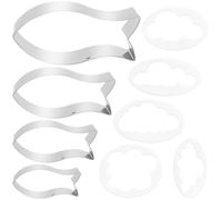 4 formine per biscotti a forma di pesce, stampini per biscotti e pesce, per comunione, in acciaio inox e 5 stampi per biscotti a forma di nuvole, per torte fai da te