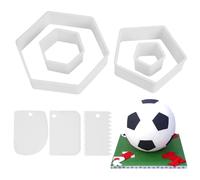4 formine per biscotti da calcio, 3 raschietti per torte, strumenti per la produzione di dessert a fantasia, stampi per biscotti da calcio, stampi per dolci (bianco)