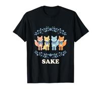 4 Fox Sake Quattro Volpi Divertente Carino Floreale Papillon Volpe Fila Maglietta
