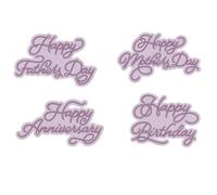 4 fustelle in metallo a forma di lettere per realizzare biglietti di auguri, buon compleanno, festa del papà, festa della mamma, buon anniversario, fustelle in metallo per fai da te, scrapbooking,