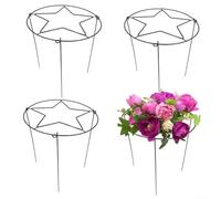 4 gabbie rotonde di supporto per piante, 30 x 40 cm, struttura in metallo con griglia a stella a cinque punte rimovibile, regolabile, per peonie, rose, dalie, ortensie, fragole, per vasi da giardino e
