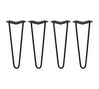 4 Gambe per Tavolo a Forcina SkiSki Legs 35,5cm Acciaio Nero 2 Rebbi 10mm