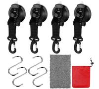 4 ganci a ventosa, gancio a ventosa extra forte, ventosa girevole a 360° con 4 ganci a S, cinghie ventose con ganci per auto, teloni, camper, accessori da campeggio.