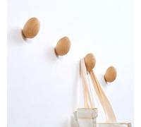 4 ganci appendiabiti in legno, portaoggetti decorativi rustici, a forma di uovo,
