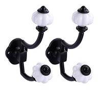 4 ganci da parete in ottone con pomelli in ceramica vintage per vestiti, cappotti, cappotti, ganci, ganci per cinture e asciugamani