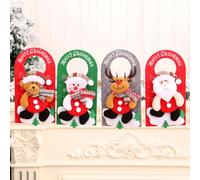 4 ganci natalizi per porta con design Babbo Natale e pupazzo di neve, in tessuto non tessuto, decorazione per la casa, decorazione festiva per la porta con Charact 3D