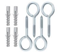 4 ganci resistenti a vite da 12,7 cm con 4 tasselli in plastica per fissare amaca, piante da giardino, sedie a dondolo, kayak, cavo fisso, occhiello in metallo per esterni