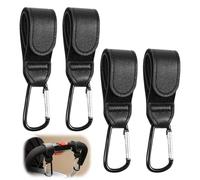 4 ganci universali per passeggino per appendere borse e shopping, comodi moschettoni per passeggino, perfetti per Uppababy, Babyzen Yoyo, Britax, Bugaboo, Bob, Buggy, carrello della spesa (nero)