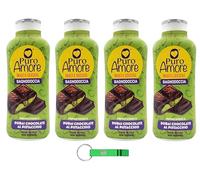 4 gel doccia Puro Amore Dolci e Coccole Bagnodoccia, gel doccia Dubai, cioccolato con pistacchi, 650 ml + portachiavi gratuito Beni Culinari