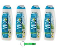 4 gel doccia Vidal Bagnodoccia/schiuma doccia con acqua di cocco e olio monoi 500 ml + portachiavi Beni Culinari gratuito
