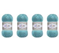 4 gomitoli di filato per maglieria a mano, 100% microfibra, acrilico, Alize Diva, effetto seta, per uncinetto, lavori artigianali, lotto di 4 matasse da 400 g, 376 m