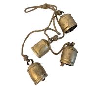 4 Grande Appeso Rustico Mucca Campane ~ Affliggere Color Oro su Un Corda