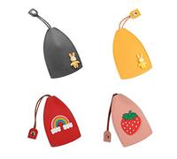 4 graziose custodie portachiavi, creative, in pelle sintetica, motivo stile cartone animato, adatte per portachiavi dell’auto, dotate di grande capacità, giallo., 7 * 11 cm