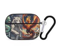 4 Great Divine Beasts AirPod Pro, custodia rigida antigraffio in policarbonato con portachiavi, accessorio per AirPod Pro 2°/1° custodia per donne e uomini, stile nero