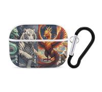 4 Great Divine Beasts AirPod Pro, custodia rigida antigraffio in policarbonato con portachiavi, accessorio per AirPod Pro 2°/1° custodia per donne e uomini, stile bianco