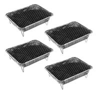 4 griglie completamente monouso in alluminio con carbone e accendifuoco in alluminio, picnic, barbecue, campeggio, monouso, per picnic