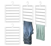 4 grucce per pantaloni salvaspazio, colore bianco, salvaspazio, con imbottitura antiscivolo, grucce multiple, barre per pantaloni orientabili, per 6 jeans, pantaloni, sciarpe e cravatte (bianco)