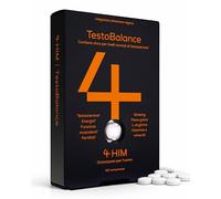 4 HIM TestoBalance Testosterone Uomo, Zinco per Livelli Normali, 60 Cpr | Integratore Uomo, Zinco e Magnesio, Vitamina B6, D3, Selenio, L-Arginina, Ginseng e Fieno Greco, Vegano, 60 Compresse