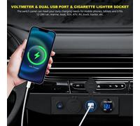 4 In 1 12V Pannello + LED Voltmetro & Doppia Presa USB & Presa Accendisigari &