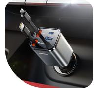 【4-IN-1】 2025 JOYROOM 84W Retrattile Caricabatterie Auto USB C,【PD 45W & Ultra-compatto】 Accendisigari USB C Ricarica Rapida, 12V/24V Carica Batteria per Auto Cellulare per iPhone 16/Sumsang S25