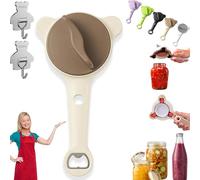 4-in-1 Adjustable Stainless Steel Jar Opener, Bottle and Jar Opener for Weak Hands, Multi-purpose Strain-Free Openers, Lid Remover & Bottle Openers for Jars, Bottles and Ring-Pull Cans (Brown)