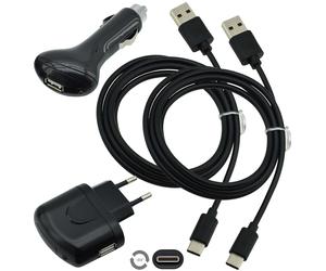 4 IN 1 Carica Set 2x Usb-C Cavo Dati + Auto Rete per Sony Xperia XZ1 Compact