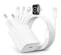 4 in 1 Cavo per Caricatore Apple Watch, 20W Caricatore USB C iPhone con Cavo Ricarica Apple Watch con Lightning/USB C/iWatch/Micro Caricabatteria per Apple Watch Serie 9/8/7/6/Ultra,iPhone 15 14 13 12