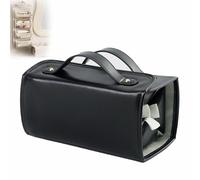4 In 1 Detachable Large Capacity Makeup Bag, Hanging Roll-Up Makeup Bag Large Capacity Travel Wash Bag, Leather Waterproof Cosmetic Bag (Black)