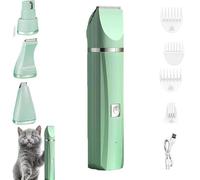 4 in 1 Electric Pet Grooming Kit, Quiet Dog Nail Grinder & Paw Trimmer for Cat Dogs Paws Face Ears (Green)