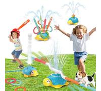 4 in 1 Giochi da Giardino per Bambini, Tartaruga Spruzzino Acqua da Giochi da Esterno, Gioco Lancio Anelli, Jump Challenge, Lanciatore di Baseball, Giochis Acqua Bambini 3 4 5 6 7 8 9 10 Anni
