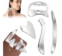 4 in 1 Gua Sha in Acciaio Set Strumenti Per Massaggio Raschiante Per il Corpo Massaggiatore Gua Sha Per Tessuti Profondi Linfodrenante in Metallo Per il Corpo Per Riduzione del Dolore Muscolare
