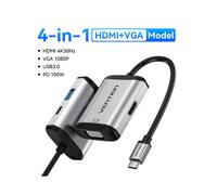 (4 in 1 HDMI VGA) Vention USB C HUB Tipo C a USB 3.0 Dock Station USB C HDMI RJ45 4K compatibile MacBook