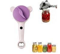 4-in-1 Jar Opener Adjustable Stainless Steel Lid Remover with Non-Slip Grip, Easy Open Tool for Weak Hands Seniors, Fits Bottles Cans and Jars