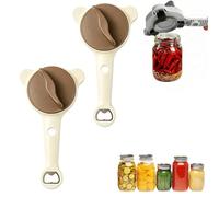 4-in-1 Jar Opener Adjustable Stainless Steel Lid Remover with Non-Slip Grip, Easy Open Tool for Weak Hands Seniors, Fits Bottles Cans and Jars