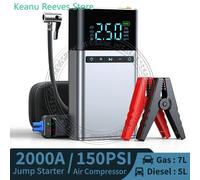 4 in 1 Jump Starter Compressore d'aria Power Bank Luce a LED 12000mAh 150PSI Pompa elettrica wireless per auto da viaggio all'aperto Elettronica Silvery-6000mAh