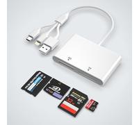 4 in 1 Lettore Schede per SD/TF/MS/XD, Adattatore Memory Stick Pro Duo per iPhone/iPad/PC/Android, Lettore Schede SD con USB C/Lightning/USB e OTG, Adattatore XD Picture Card per Olympus Plug & Play