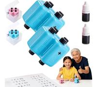 4-in-1 Math Practice Roller Stamp Set, Reusable Math Teacher Maths Roller Stamp,Magic Stamps Maths Rollers for Addition Subtraction Multiplication Division Within 100 (2Pcs* Blue)