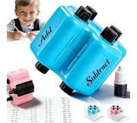 4 in 1 Math Roller Stamp, Math Stamp Roller Set, Addition, Subtraction, Multiplication, Division Practice Tool, Roller Digital Teaching Stamps, for Preschool & Elementary Learning (Blue)