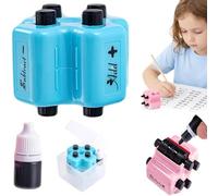 4 in 1 Math Roller Stamp Set - Addition Subtraction Multiplication Division Practice Tool, Randomized Digital Roller Stamp,Reusable Maths Educational Stamps for School Teaching Supplies (Blue)