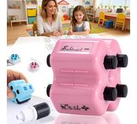 4 in 1 Math Roller Stamp Set - Addition Subtraction Multiplication Division Practice Tool, Reusable Math Stamp Roller for Kids; Refillable Roller Digital Teaching for Classroom & Home Use (Pink)