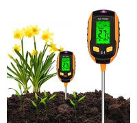 4 in 1 Misuratore di Terreno, Tester per Il Suolo con Luce, PH, Temperatura e umidità, Misuratore PH Terreno, Misuratore del Suolo per Piante/Fiore/Erba in Ambienti Interni o Esterni