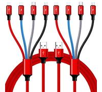 4-in-1 Multi cavo di ricarica 4A 2Pack 3m cavo di ricarica USB cavo di ricarica con 2 * IP/Tipo C/Micro porte USB per telefono 13 12 11 Xs Xr X 8 7 6/Tablet/Samsung Galaxy/Huawei/Pixel/Sony/LG/HTC/Ps4