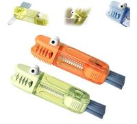 4-in-1 Multi-Function Gap Cleaner, Crocodile Shape Kitchen Cleaning Brush, Crocodile 4-in-1 Multi-Function Gap Cleaner, Portable Home Kitchen Crevice Cleaning Tools (Green+Orange)