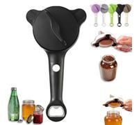4 in 1 Multi-Purpose Jar Opener, Adjustable Stainless Steel Jar Opener, 2026 New Adjustable Three Claw Bottle Opener with Non Slip Teeth, Multi Size Lid Tool for Jars Cans Wine Bottles (Black)
