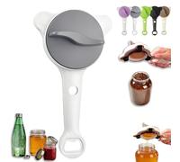 4 in 1 Multi-Purpose Jar Opener, Adjustable Stainless Steel Jar Opener, 2026 New Adjustable Three Claw Bottle Opener with Non Slip Teeth, Multi Size Lid Tool for Jars Cans Wine Bottles (Gray)