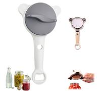 4 in 1 Multi-Purpose Jar Opener,Adjustable Three Claw Bottle Opener with Non Slip Teeth,Multi Size Jars Bottles Lid Tool for Home Kitchen Helper (Gray)
