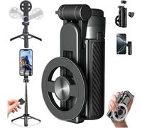 4-in-1 Multifunctional 360° Rotation Magnetic Selfie Stick, 2025 New Extendable Aluminum Alloy Tripod & Phone Holder with Wireless Bluetooth Remote for Travel and Vlogging (1pcs)